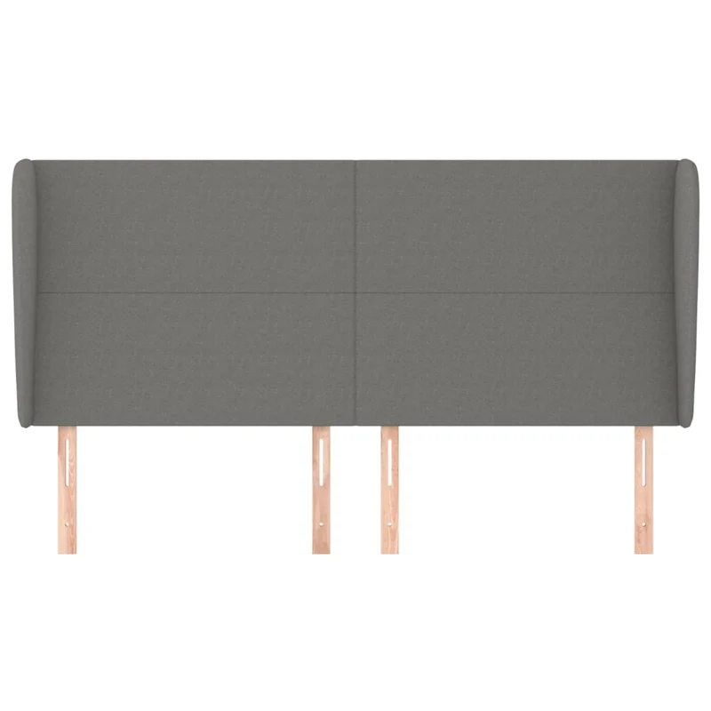 Tête de lit accessoire couchage chambre à coucher meuble avec rebord latéral 203 x 23 x 118/128 cm tissu gris foncé TDL0204930