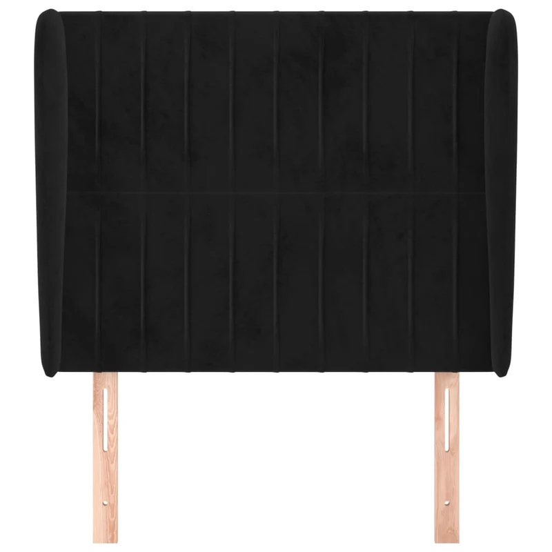Tête de lit accessoire couchage chambre à coucher meuble avec rebord latéral 103 x 23 x 118/128 cm Tissu velours noir TDL0204602