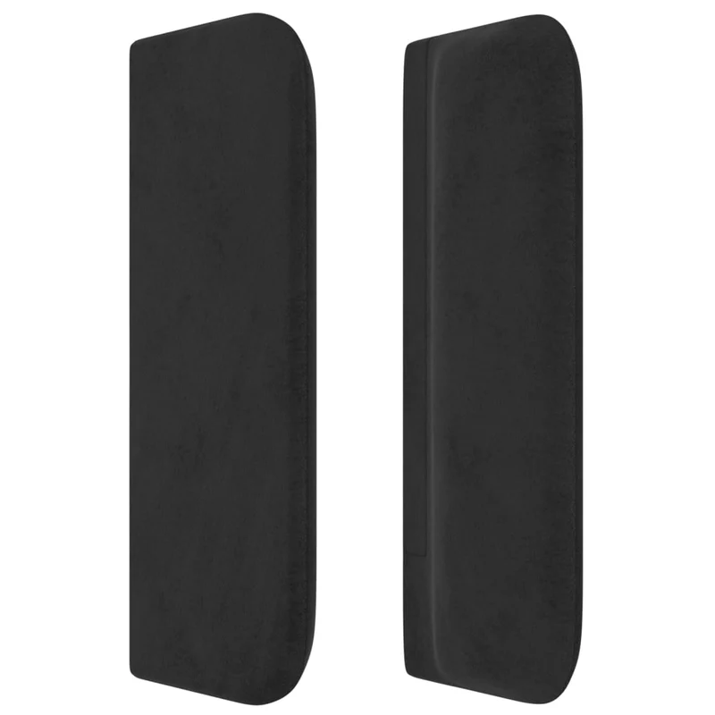 Tête de lit accessoire couchage chambre à coucher meuble capitonné avec rebord latéral 203 x 16 x 78/88 cm Tissu velours noir TDL0204490