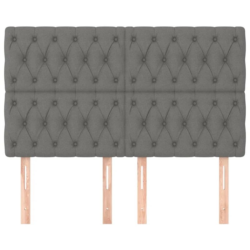 Tête de lit accessoire couchage chambre à coucher meuble capitonné 4 parties 80 x 7 x 78/88 cm tissu gris foncé TDL0206003