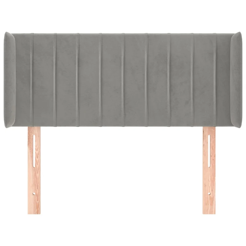 Tête de lit accessoire couchage chambre à coucher meuble avec rebord latéral 103 x 16 x 78/88 cm tissu velours gris clair TDL0205308