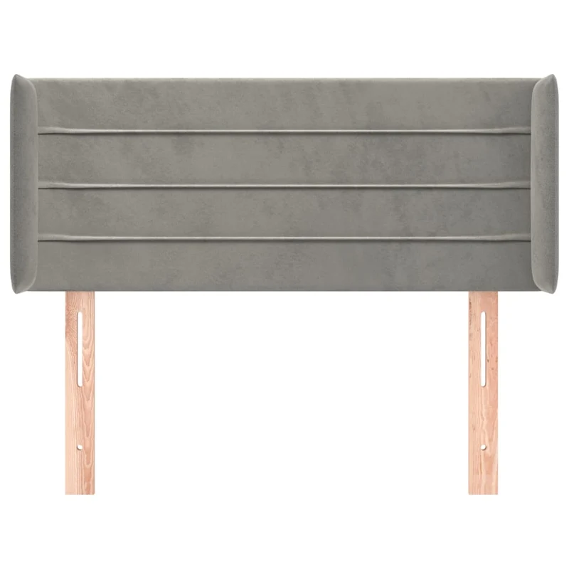 Tête de lit accessoire couchage chambre à coucher meuble avec rebord latéral 93 x 16 x 78/88 cm tissu velours gris clair TDL0205093
