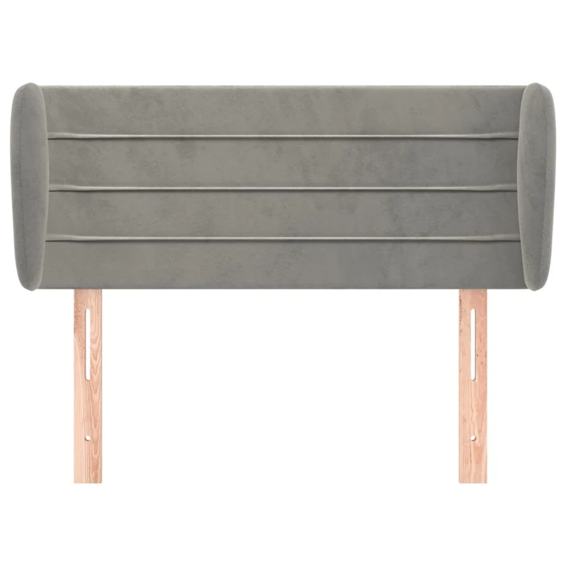 Tête de lit accessoire couchage chambre à coucher meuble avec rebord latéral 93 x 23 x 78/88 cm tissu velours gris clair TDL0205081