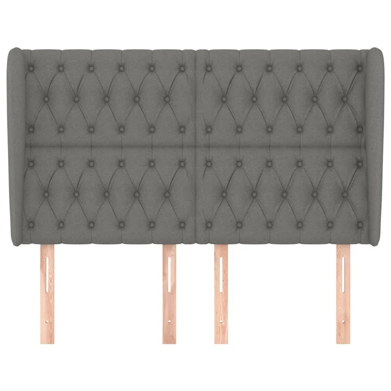 Tête de lit accessoire couchage chambre à coucher meuble capitonné avec rebord latéral 163 x 23 x 118/128 cm tissu gris foncé TDL0204977