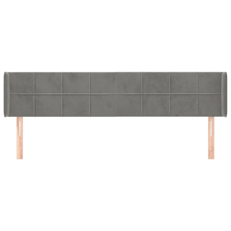 Tête de lit accessoire couchage chambre à coucher meuble avec rebord latéral 183 x 16 x 78/88 cm tissu velours gris clair TDL0205205