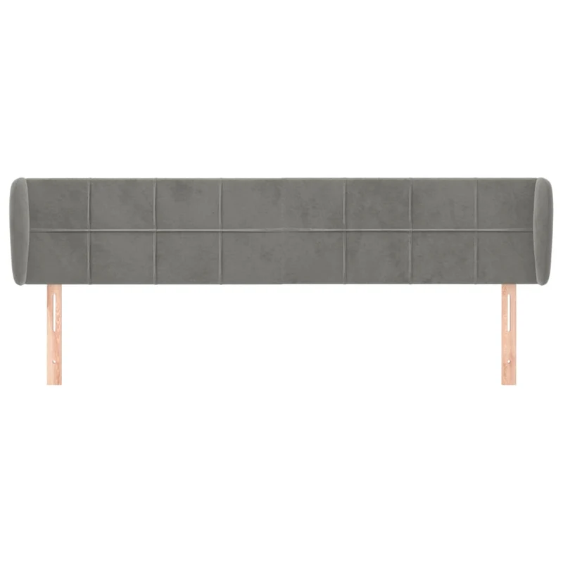 Tête de lit accessoire couchage chambre à coucher meuble avec rebord latéral 183 x 23 x 78/88 cm tissu velours gris clair TDL0205197