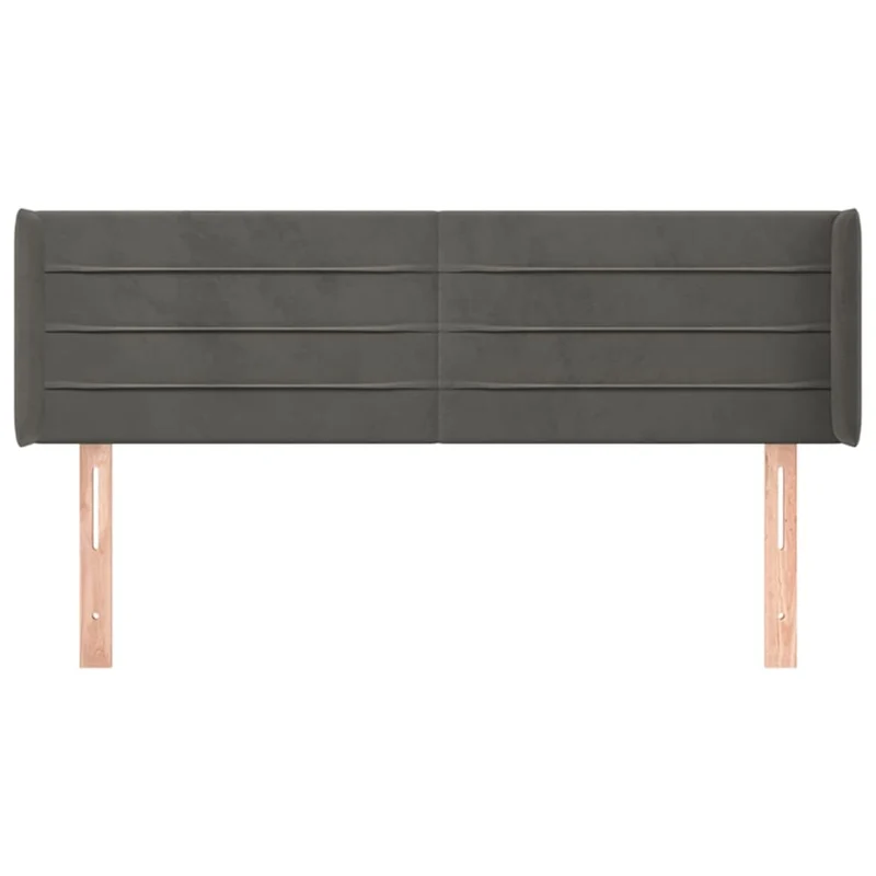 Tête de lit accessoire couchage chambre à coucher meuble avec rebord latéral 147 x 16 x 78/88 cm tissu velours gris foncé TDL0205010