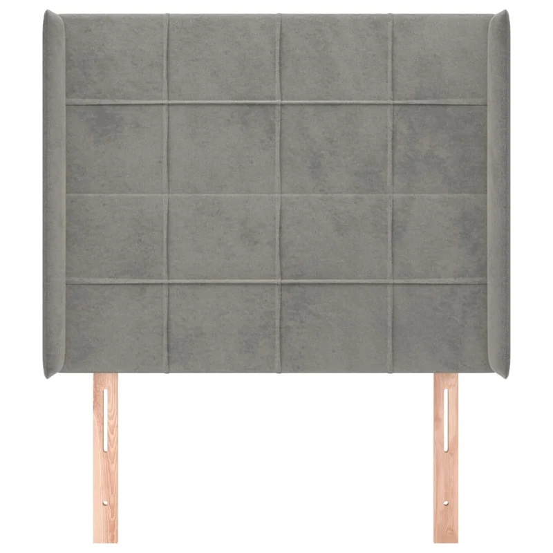 Tête de lit accessoire couchage chambre à coucher meuble avec rebord latéral 93 x 16 x 118/128 cm tissu velours gris clair TDL0205106