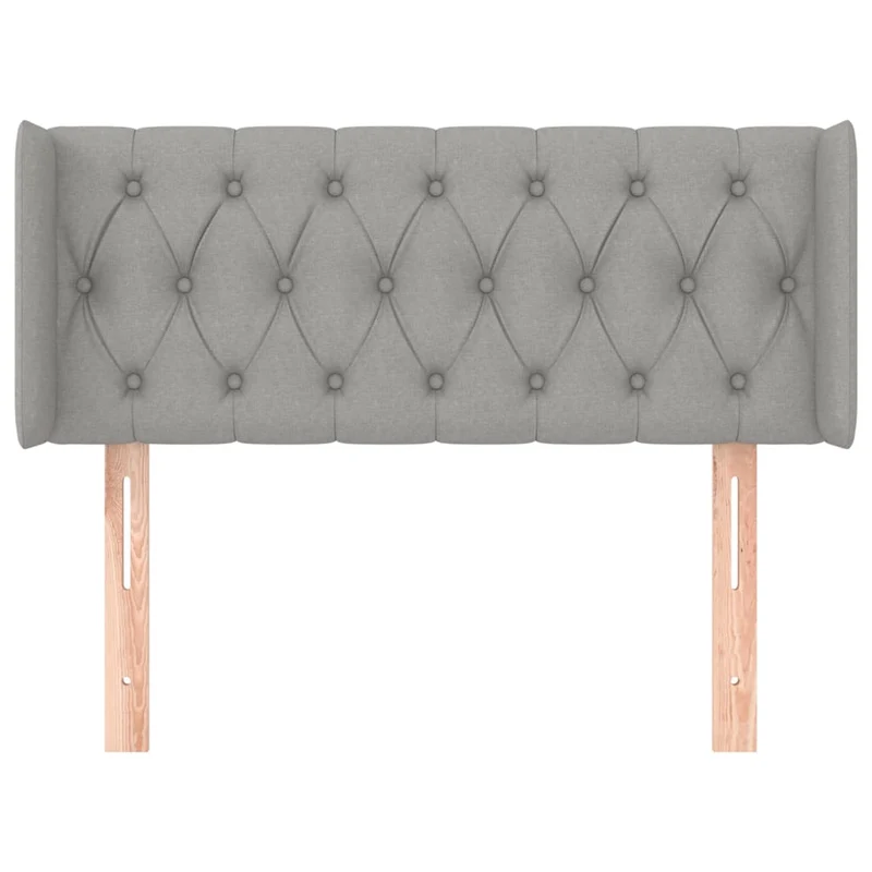 Tête de lit accessoire couchage chambre à coucher meuble capitonné avec rebord latéral 93 x 16 x 78/88 cm tissu gris clair TDL0205098