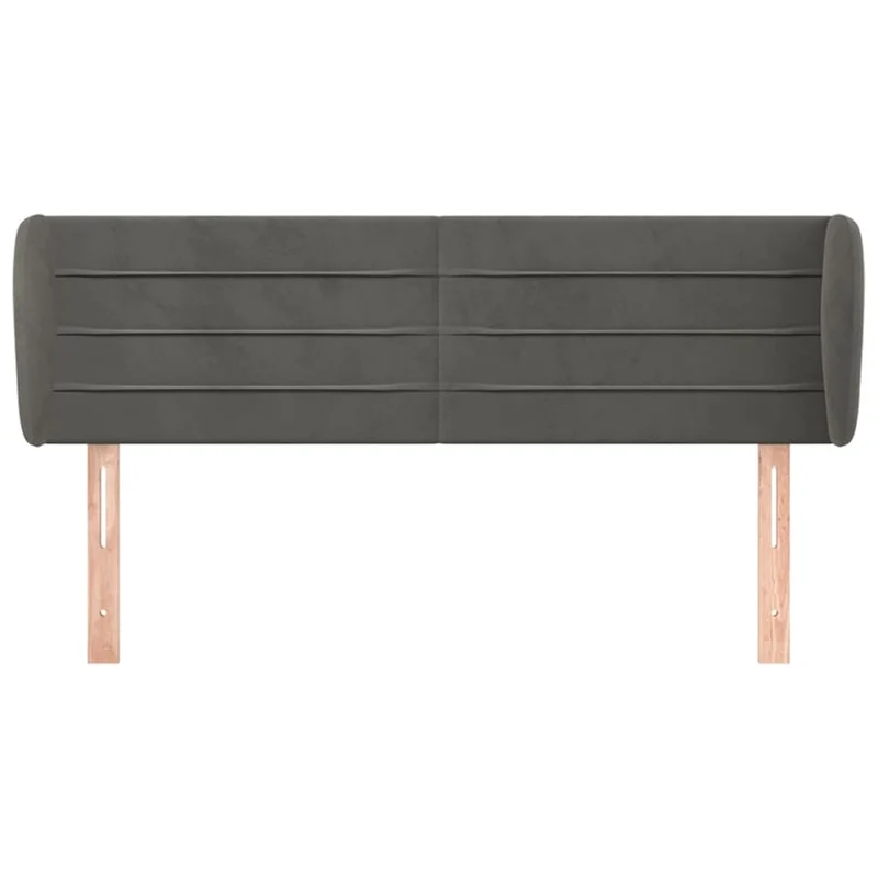 Tête de lit accessoire couchage chambre à coucher meuble avec rebord latéral 147 x 23 x 78/88 cm tissu velours gris foncé TDL0204989