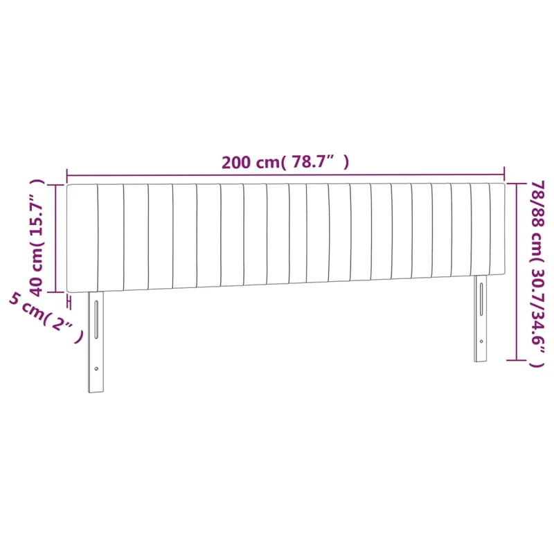 Tête de lit accessoire couchage chambre à coucher meuble 2 parties 100 x 5 x 78/88 cm tissu velours gris foncé TDL0206382
