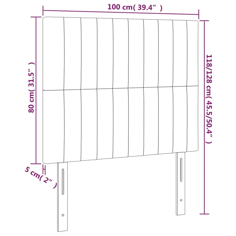 Tête de lit accessoire couchage chambre à coucher meuble 2 parties 100 x 5 x 78/88 cm tissu velours gris foncé TDL0206378