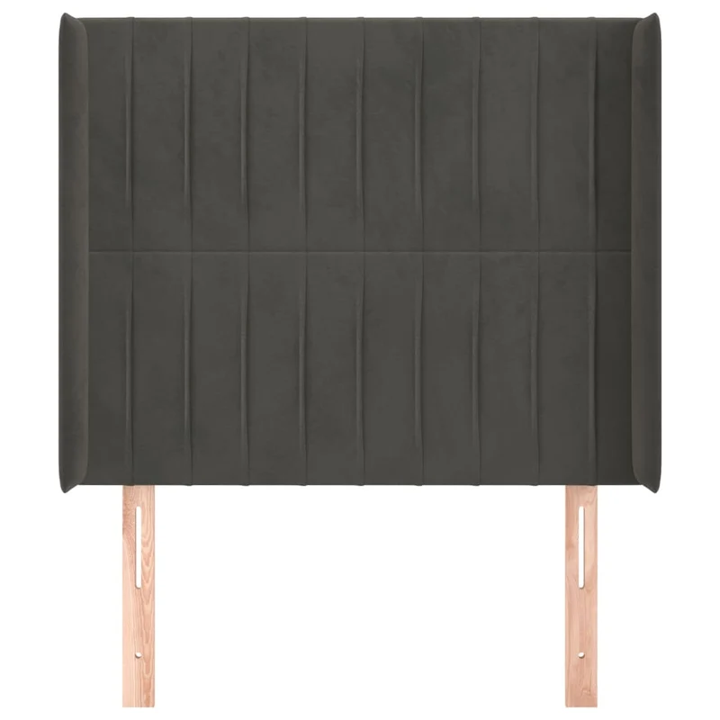 Tête de lit accessoire couchage chambre à coucher meuble avec rebord latéral 103 x 16 x 118/128 cm tissu velours gris foncé TDL0205067