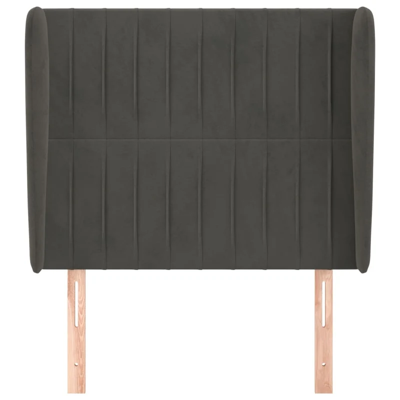 Tête de lit accessoire couchage chambre à coucher meuble avec rebord latéral 103 x 23 x 118/128 cm tissu velours gris foncé TDL0205042
