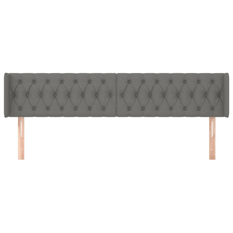 Tête de lit accessoire couchage chambre à coucher meuble capitonné avec rebord latéral 183 x 16 x 78/88 cm tissu gris foncé TDL0204965