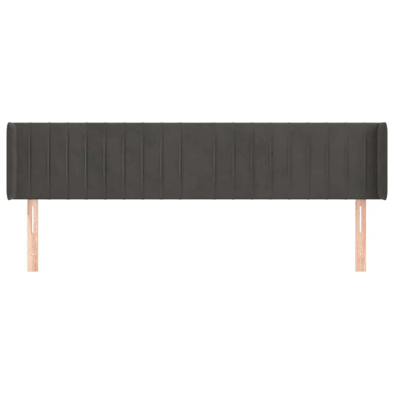 Tête de lit accessoire couchage chambre à coucher meuble avec rebord latéral 203 x 16 x 78/88 cm tissu velours gris foncé TDL0204935