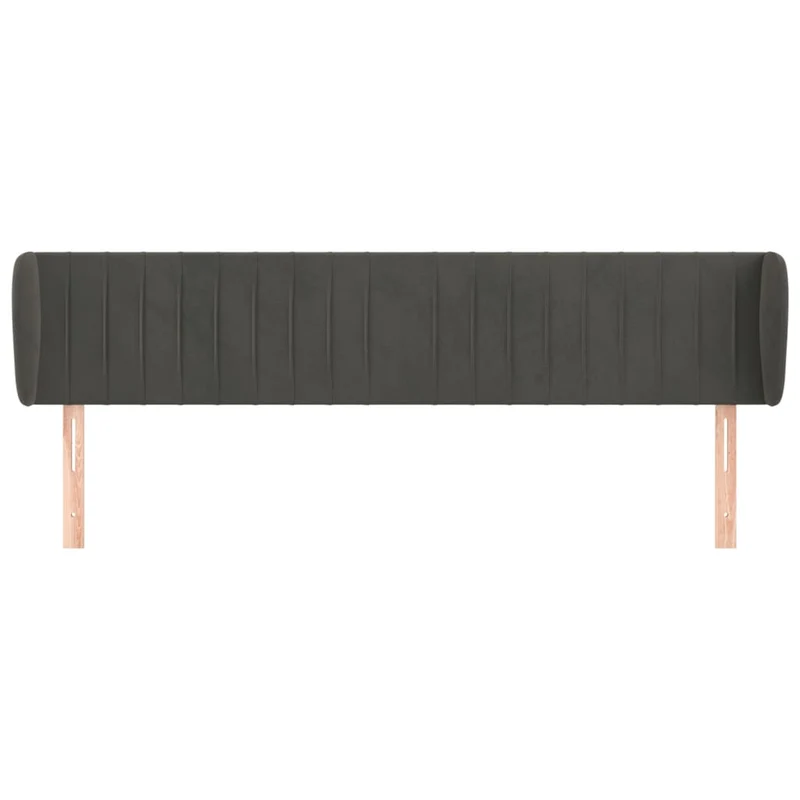 Tête de lit accessoire couchage chambre à coucher meuble avec rebord latéral 203 x 23 x 78/88 cm tissu velours gris foncé TDL0204915
