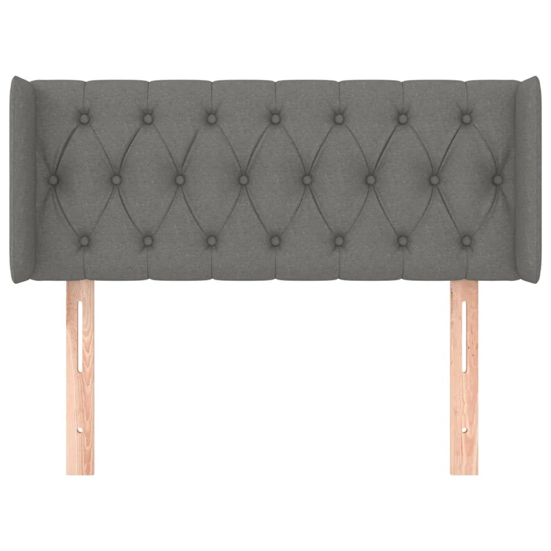 Tête de lit accessoire couchage chambre à coucher meuble capitonné avec rebord latéral 93 x 16 x 78/88 cm tissu gris foncé TDL0204864
