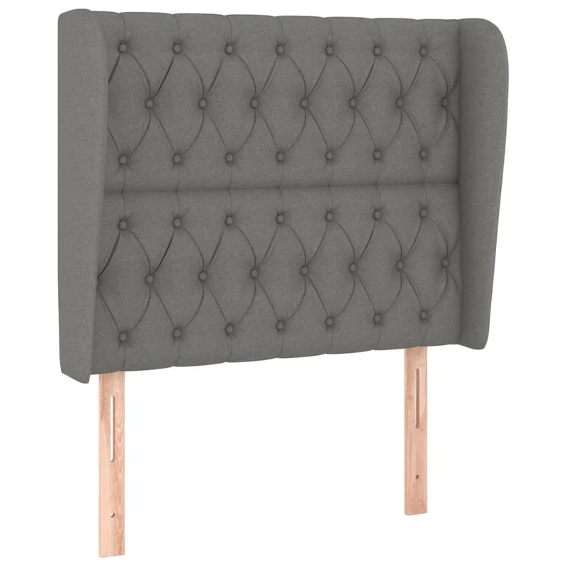 Tête de lit accessoire couchage chambre à coucher meuble capitonné avec rebord latéral 93 x 23 x 118/128 cm tissu gris foncé TDL0204853
