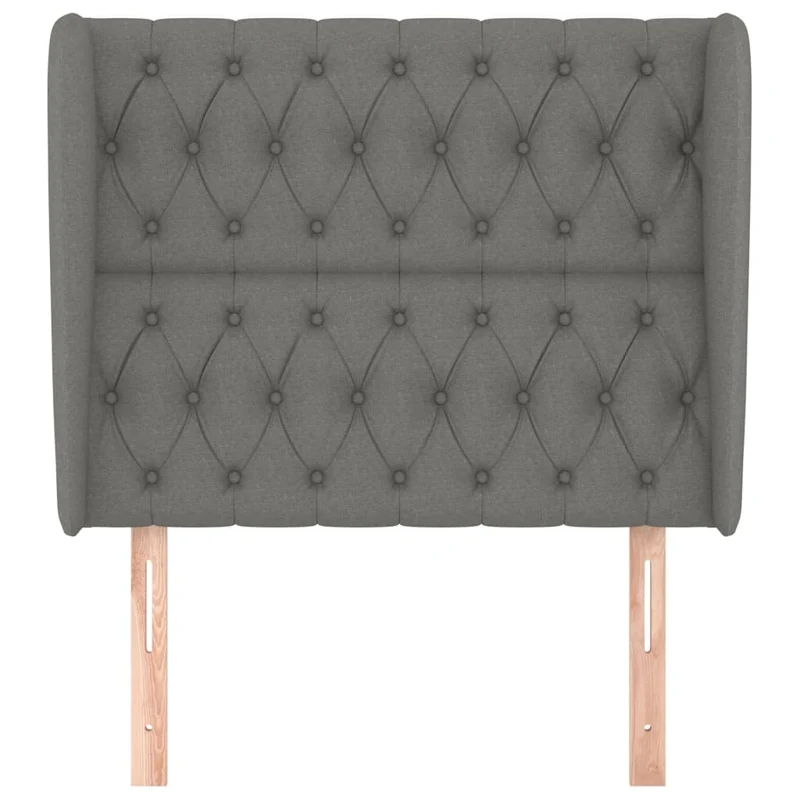 Tête de lit accessoire couchage chambre à coucher meuble capitonné avec rebord latéral 93 x 23 x 118/128 cm tissu gris foncé TDL0204853