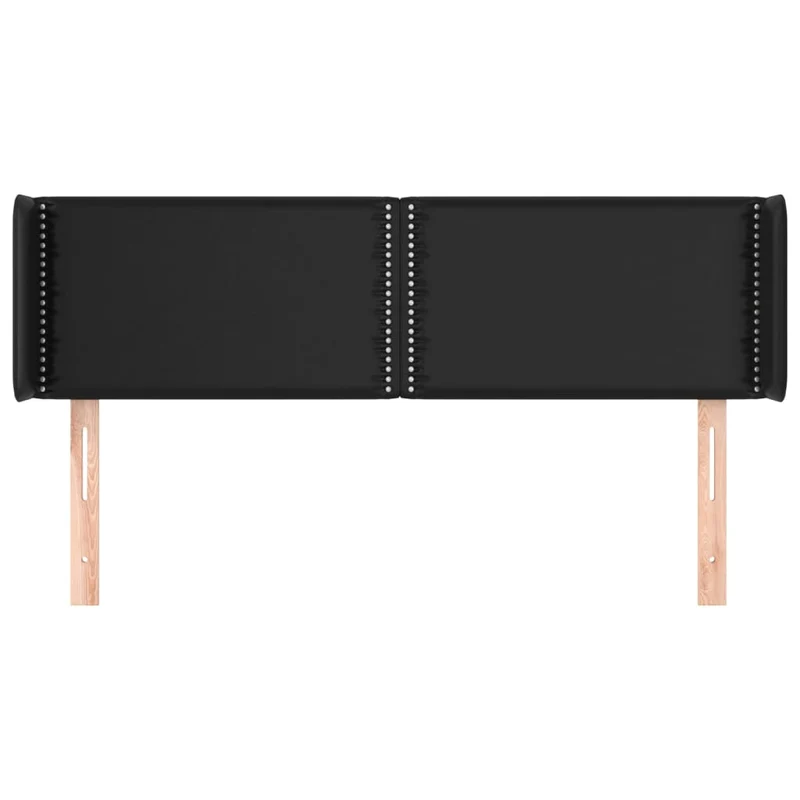 Tête de lit accessoire couchage chambre à coucher meuble avec rebord latéral 147 x 16 x 78/88 cm synthétique noir TDL0204574