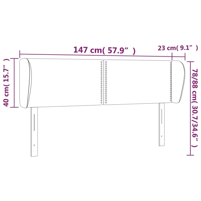 Tête de lit accessoire couchage chambre à coucher meuble avec rebord latéral 147 x 23 x 78/88 cm synthétique noir TDL0204557